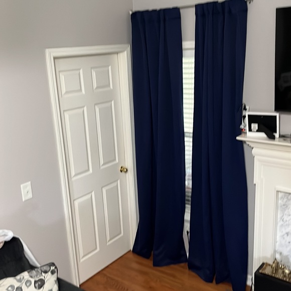 Linen blackout Curtains 2 Hanging Options Filtering Navy Blue W 52 x L 95 - Picture 4 of 13